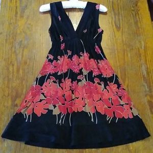 Black dress with red flowers